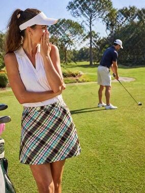 Tehama Plaid Golf Skort Size 16 Preppy Country Club Skirt Shorts